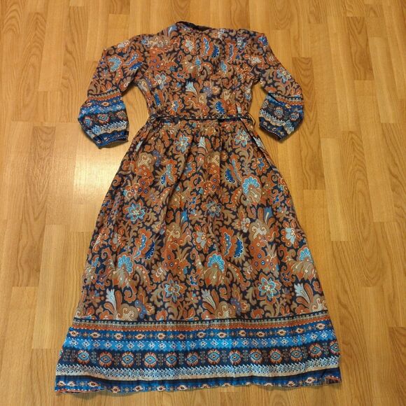 House of Harlow 1960 Nicole Richie Maxi Shirt Dress Womens XS Floral Belted - Picture 5 of 8